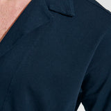Camicia a manica corta in cotone jersey blu scuro