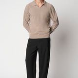 Polo scollo a V rasato in lana e cashmere fin.12