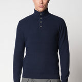 Latte crewneck with cables and ribs in wool and cashmere fin.7