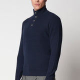 Latte crewneck with cables and ribs in wool and cashmere fin.7