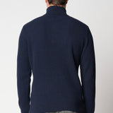 Latte crewneck with cables and ribs in wool and cashmere fin.7