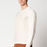 Girocollo latte con trecce e coste in lana e cashmere fin.7