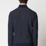 Latte crewneck with cables and ribs in wool and cashmere fin.7
