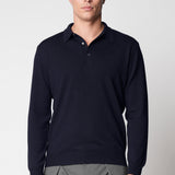 Polo bottoni rasato in lana merino extrafine fin.14