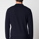 Polo bottoni rasato in lana merino extrafine fin.14