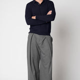 Polo bottoni rasato in lana merino extrafine fin.14