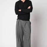 Polo bottoni rasato in lana merino extrafine fin.14