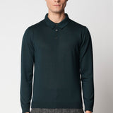 Polo bottoni rasato in lana merino extrafine fin.14