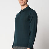 Polo bottoni rasato in lana merino extrafine fin.14