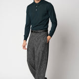 Polo bottoni rasato in lana merino extrafine fin.14