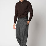 Polo bottoni rasato in lana merino extrafine fin.14