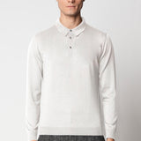 Polo bottoni rasato in lana merino extrafine fin.14