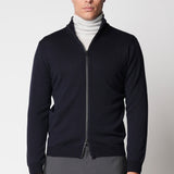 Extrafine Merino Wool Zip-Up Jacket - Dark Blue
