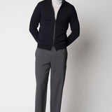 Extrafine Merino Wool Zip-Up Jacket - Dark Blue