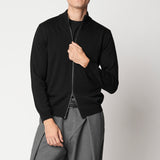 Extrafine Merino Wool Zip-Up Jacket - Dark Blue