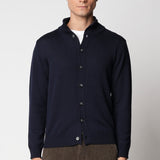 Blue jacket with buttons in extrafine merino wool fin.7