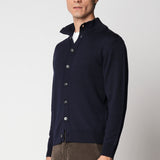Blue jacket with buttons in extrafine merino wool fin.7