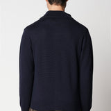 Blue jacket with buttons in extrafine merino wool fin.7
