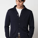 Blue jacket with buttons in extrafine merino wool fin.7
