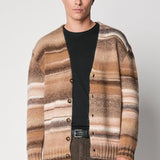 Maxi cardigan cammello in filo multicolor misto lana fin.3