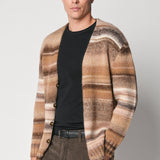 Maxi cardigan cammello in filo multicolor misto lana fin.3