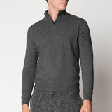 Lupetto zip rasato in seta e cashmere fin.12