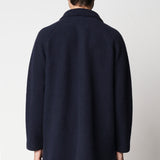 Cappotto blu in tessuto velour