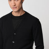 Cardigan con cuciture esterne in lana fin.5