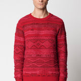 Girocollo jacquard rosso in misto lana fin.5 LTD ED