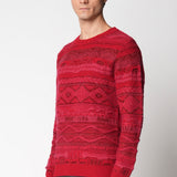 Girocollo jacquard rosso in misto lana fin.5 LTD ED