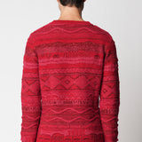 Girocollo jacquard rosso in misto lana fin.5 LTD ED