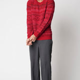 Girocollo jacquard rosso in misto lana fin.5 LTD ED