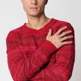 Girocollo jacquard rosso in misto lana fin.5 LTD ED