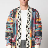 Cardigan jacquard multicolor in lana merino extrafine fin.12 LTD ED