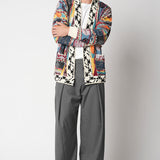 Cardigan jacquard multicolor in lana merino extrafine fin.12 LTD ED