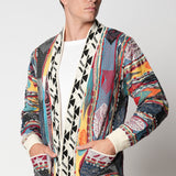 Cardigan jacquard multicolor in lana merino extrafine fin.12 LTD ED