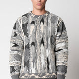 Girocollo jacquard grigio in lana merino extrafine fin.12 LTD ED