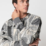 Girocollo jacquard grigio in lana merino extrafine fin.12 LTD ED