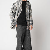Cardigan jacquard grigio in lana merino extrafine fin.12 LTD ED