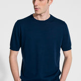 Short sleeve crew neck in dark blue cotton
