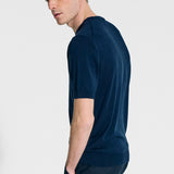 Short sleeve crew neck in dark blue cotton