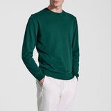 Long sleeve crew neck in dark green cotton