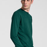 Long sleeve crew neck in dark green cotton