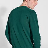 Long sleeve crew neck in dark green cotton