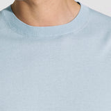 Long sleeve crew neck in light blue cotton