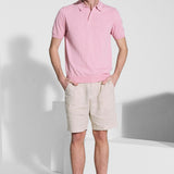 Short sleeve polo shirt in pink cotton