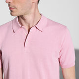 Short sleeve polo shirt in pink cotton