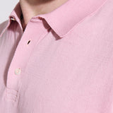 Short sleeve polo shirt in pink cotton