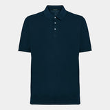 Short sleeve polo shirt in dark blue cotton