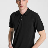 Short sleeve polo shirt in black cotton